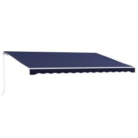 16'x10' Electric Retractable Awning Sunshade Shelter with Remote Controller & Crank Handle for Deck Balcony Yard, Blue (Option: Dark Blue-1970x300x250 mm)