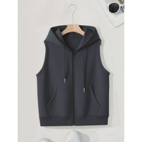 Women's Sleeveless Slim-fit Cardigan Zip Sweater (Option: Dark Grey-3XL)