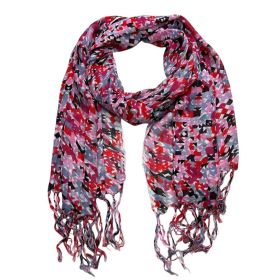 2pcs  Flowy Long Red Scarf,Bold Red Floral Print Energizes,Perfect Wedding Guest Accessory,vacation,daily Life,evening Party,Office Appropriate S (Option: 1pcs)