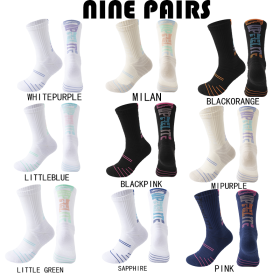 9 Pairs Men Compression Crew Running Socks Athletic Socks  With Cushion Work Hiking Basketball Sport Socks Anti-odor And Anti-slip For Running Fi (Option: Men)
