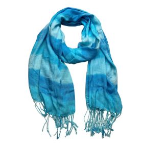 2pcs Turquoise Watercolor Printed Scarf For Women Men (Option: 1pcs)