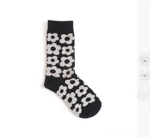 Cute cartoon flower socks cotton girl in stockings (Option: Black 5pairs)