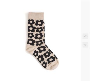 Cute cartoon flower socks cotton girl in stockings (Option: Beige 5pairs)