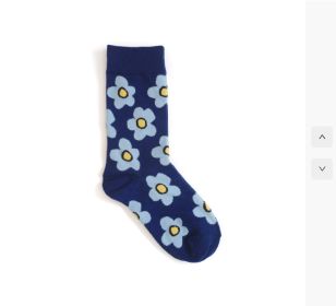 Cute cartoon flower socks cotton girl in stockings (Option: Blue 5pairs)