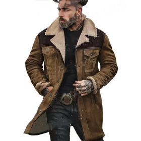 Suede Multicolor Jacket Multi-pocket Zipper (Option: Khaki-M)