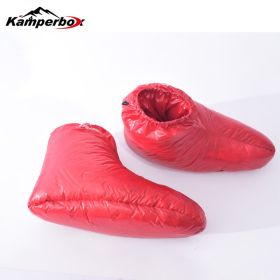 Kamperbox Down Slippers Down Socks Camping Down Booties for Sleeping Bag Camping AQ3 (Color: LOWSOCKS RED)