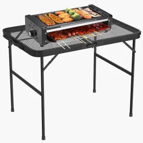 35.62x23.42x25.9in Foldable Camping Table Collapsible Picnic Aluminum Alloy Grill Stand 88LBS Max Load Height Adjustable BBQ Table (Option: CampingTableOnly)