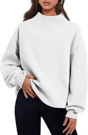 Casual Style Fleece Shirt Thick Half Turtleneck Loose Women's Sweater (Option: White-S)
