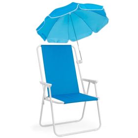 1 Pack Heavy Duty Steel Beach Chair With Umbrella, XL Size 15' Seat Height Royal Blue, Oxford Cloth With Support Bar, Single Position Adjustable, (Option: defaulttitle)