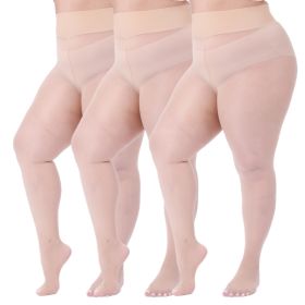 3 Pairs Plus Size Shiny Tights For Women (Option: Nude-3xl)