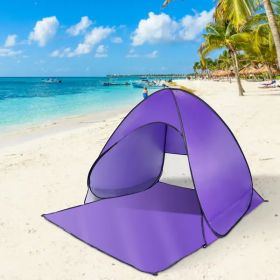 Beach Tent Shade Shelter Anti-UV Automatic Waterproof Tent Canopy For Man With Net Window Storage Bag (Color: PURPLE)