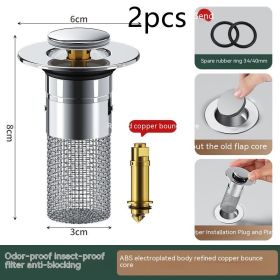 Long Pop-Up Sink Drains Filter Bathroom Press Bounce Basin Plug Stopper Wash Basin Hair Catcher Sink Strainer Kitchen Supplies (Option: A-2PCS)