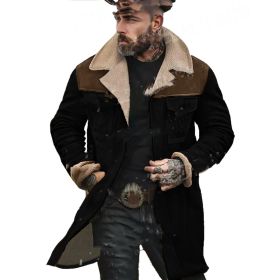 Suede Multicolor Jacket Multi-pocket Zipper (Option: Black-XL)