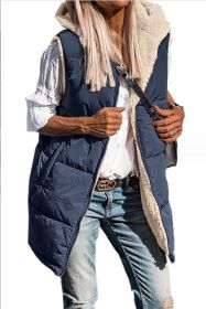 Hooded Double-sided Slim Fit Elegant Cardigan Vest (Option: Blue-XL)