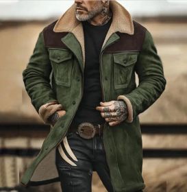 Suede Multicolor Jacket Multi-pocket Zipper (Option: Green-3XL)