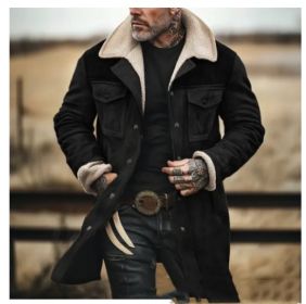 Suede Multicolor Jacket Multi-pocket Zipper (Option: Black1-3XL)