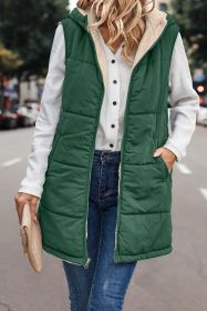 Hooded Double-sided Slim Fit Elegant Cardigan Vest (Option: Emerald green-S)