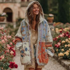 Ladies' Printed Hooded Zip-Up Jacket (Option: Style8-2XL)