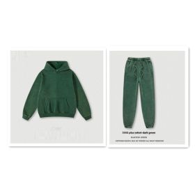 Men's Fashion Retro Velvet Padded Hooded Sweatshirt (Option: Dark Green-S-Suit)