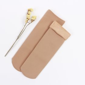 Autumn and winter socks men and women wild tube socks imitation nylon floor socks plus velvet thick snow socks (Option: Skin colour)