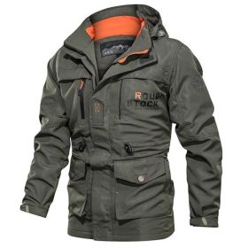 Men's Medium To Long Casual Outdoor Hooded Plus Size Jacket (Option: Dark green-4XL)