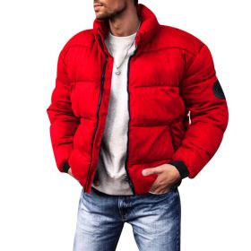 Coat Stand-up Collar Downcotton-padded Jacket Thickened Men's Cotton Jacket (Option: Wine Red-XS)