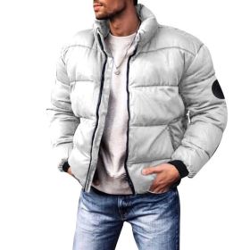 Coat Stand-up Collar Downcotton-padded Jacket Thickened Men's Cotton Jacket (Option: Grey-L)