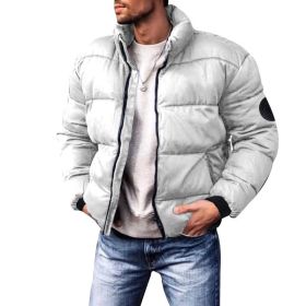 Coat Stand-up Collar Downcotton-padded Jacket Thickened Men's Cotton Jacket (Option: Grey-5XL)