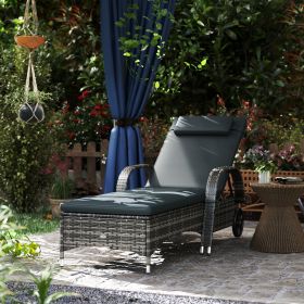 Outdoor Chaise Lounge (Option: Mixed Gray, Charcoal Black-1190x580x415 mm)