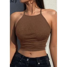Solid Color Tank Top For Women (Option: Brown-XL)