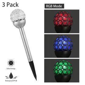Solarek 3 Pcs Outdoor Solar Lights IP44 Waterproof Ball RGB Light Garden Decor Lamp Landscape Christmas (Color: Silver)
