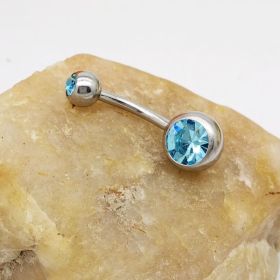 Puncture Hypoallergenic Titanium Steel Navel Buckle Belly Nail (Color: Light Blue)