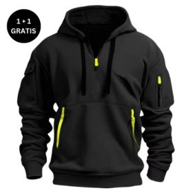 Dropped Shoulder Hooded Sweatshirt Men's Women's Plus Size Loose Pullover Fashion Sweatshirt (Option: Black-3XL-2PCS)