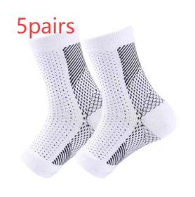 Outdoor Fitness Socks Toe Protection Compression Socks (Option: White-XXL-5pairs)