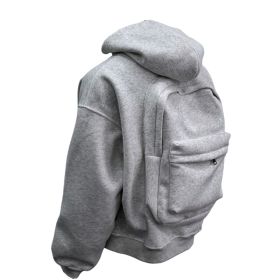Backpack Men's Loose Sports And Leisure Hooded Zipper Sweatshirt (Option: Gray-S)
