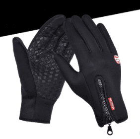 Outdoor Waterproof Gloves Touch Screen Windproof Riding Zipper Sports Winter Warm Fleece Mountaineering Gloves (Option: Black2-XL-Silicone type)