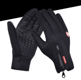 Outdoor Waterproof Gloves Touch Screen Windproof Riding Zipper Sports Winter Warm Fleece Mountaineering Gloves (Option: Black2 2pcs-L-Silicone)