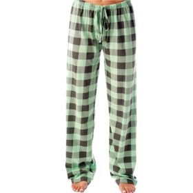Women's Stretch Plaid Casual Pants With Pockets (Option: Light Green-XXL)