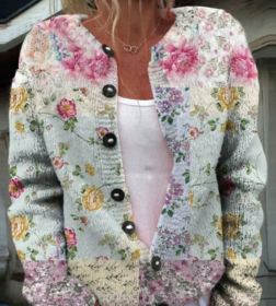 3D Digital Printing Cardigan Knitted Coat (Option: Style4-L)