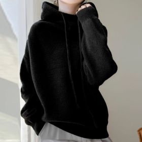 Women's Sweater Thicken Lazy Style All-match Long-sleeved Autumn Winter Warm Casual Sweater For Women (Option: Black-XL)