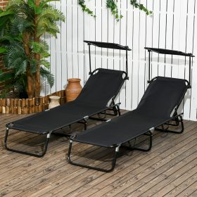 Folding Chaise Lounge Pool Lounge Chairs Set of 2 (Option: Black-800x250x580 mm)