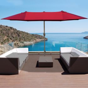 Patio Umbrella 15' Rectangular Outdoor Double Sided Market with base (Option: Wine Red-1440x410x180 mm)