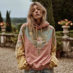 Women's 3D Printed Retro Bohemian Style Hoodie With Floral Floral Print, Loose Fit, Casual, Warm, Sporty, Hooded, Street Style (Option: 4style-M)