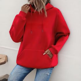 Women's Loose And Fashionable Casual Hoodie (Option: Red-L)
