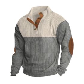 Spring And Autumn New Men's Stand-up Base Shirt Casual Sports Pullover (Option: Gray-S)