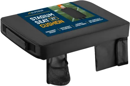Alpcour Portable Extra Thick Stadium Seat Cushion - 21x 15 Inch Bleacher Cushion With Side Pocket (Option: Black-21Wide)