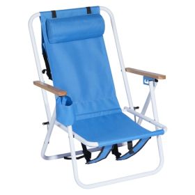 [Same Model Code: 99460325]Portable High Strength Beach Chair With Adjustable Headrest Blue (Option: defaulttitle)