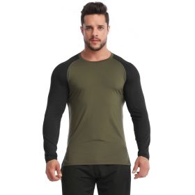 Fitness Clothes Men's High Elastic Breathability PRO Quick-drying (Option: Army Green Black-2XL-1pcs)