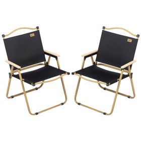 2 Pack Folding Camping Chair, Lightweight & Portable Beach Chairs Armchairs, Perfect for Festivals, Fishing, Picnic and Hiking, Black (Option: Black-760x550x170 mm)