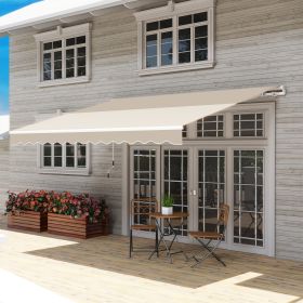 12' x 10' Retractable Awning Patio Awnings Sun Shade Shelter with Manual Crank Handle, 280g/m² UV & Water-Resistant Fabric and Aluminum Frame fo (Option: Cream White-1650x250x190 mm)